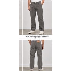 Levi’s 514 Straight Corduroy Pants Men 34x30 Gray Casual Cotton Pants